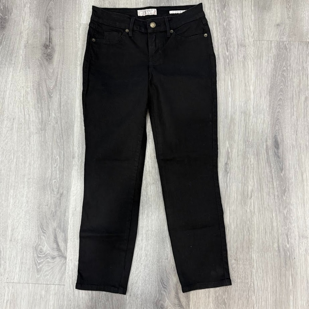 Guess Jeans Womens 26 Black Crop Mid Rise Slim Fit Stretch Pants Solid‎ Casual